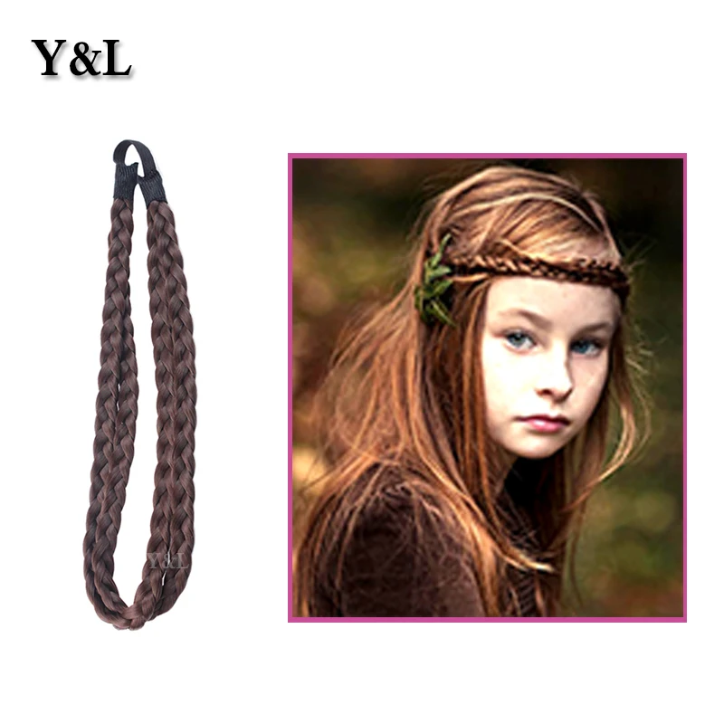 

Synthetic Hair Plait Elastic Headband Double Braided Band accessories Hair Ring Rope, Black