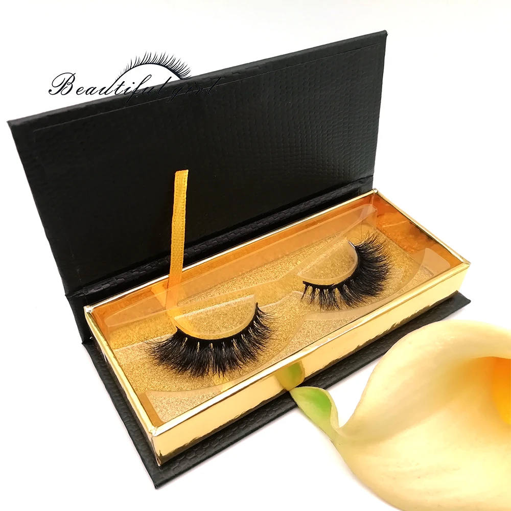 

wholesale graceful self use real mink fur 3d false eyelashes with private label and packaging many times reusable, Natural black