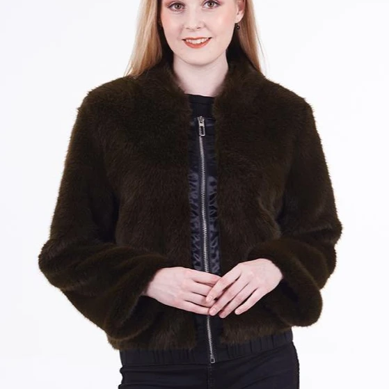 

Fashion autumn/winter mandarin collar faux mink fur women bomber jacket