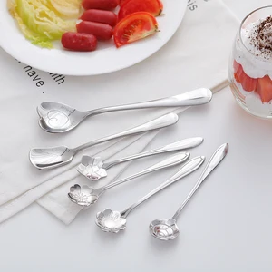 Image of Heart Shape Smooth Line Metal Spoon for Drinking Tea Coffee Soup