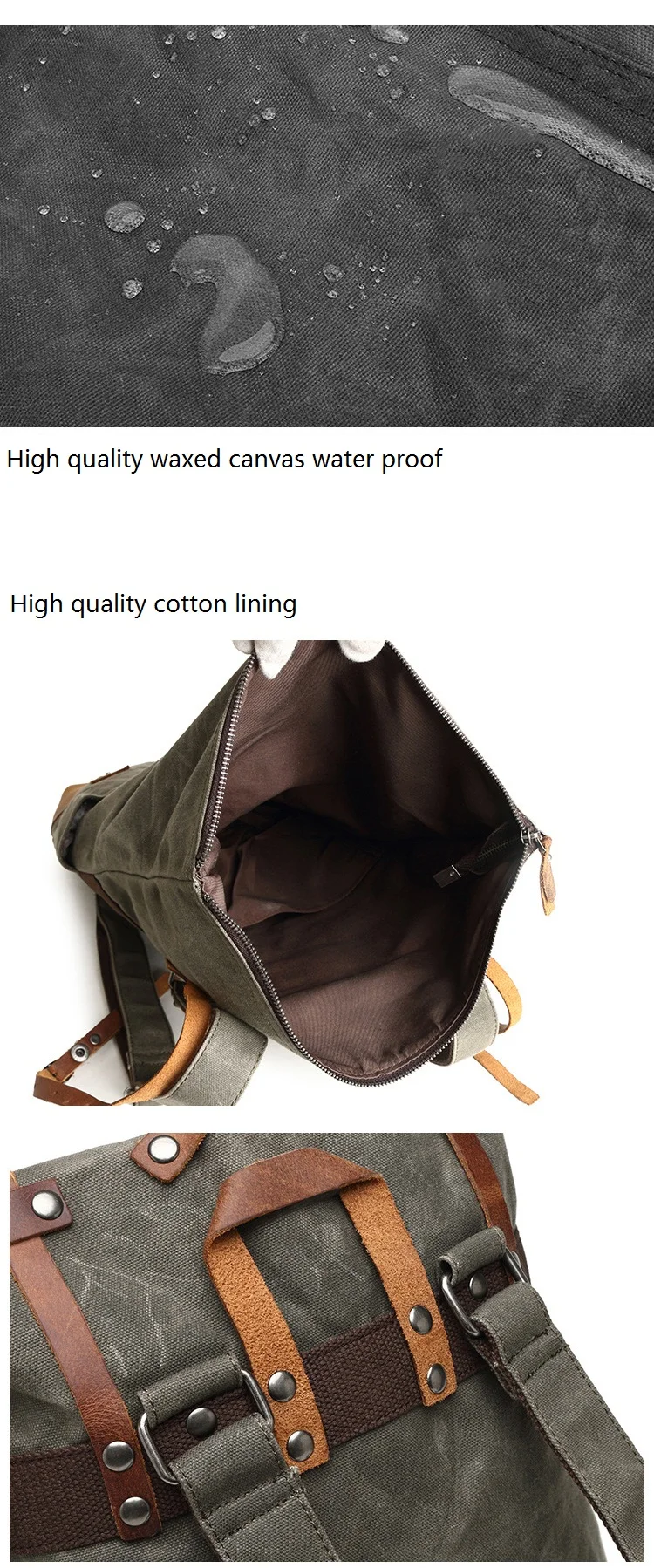 The latest design retro water proof waxed canvas rucksack outdoor backpack cycling bagpack bag