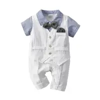 

2019 summer best gentleman Infant baby boy knitted short sleeve clothes romper dress clothes