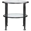 SWT Vintage Black Storage Metal Frame 2-tier Round Shelf Side End Table