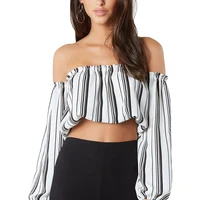 

Cheap Big Sale Ladies Off The Shoulder Sexy Long Sleeve Crop Top