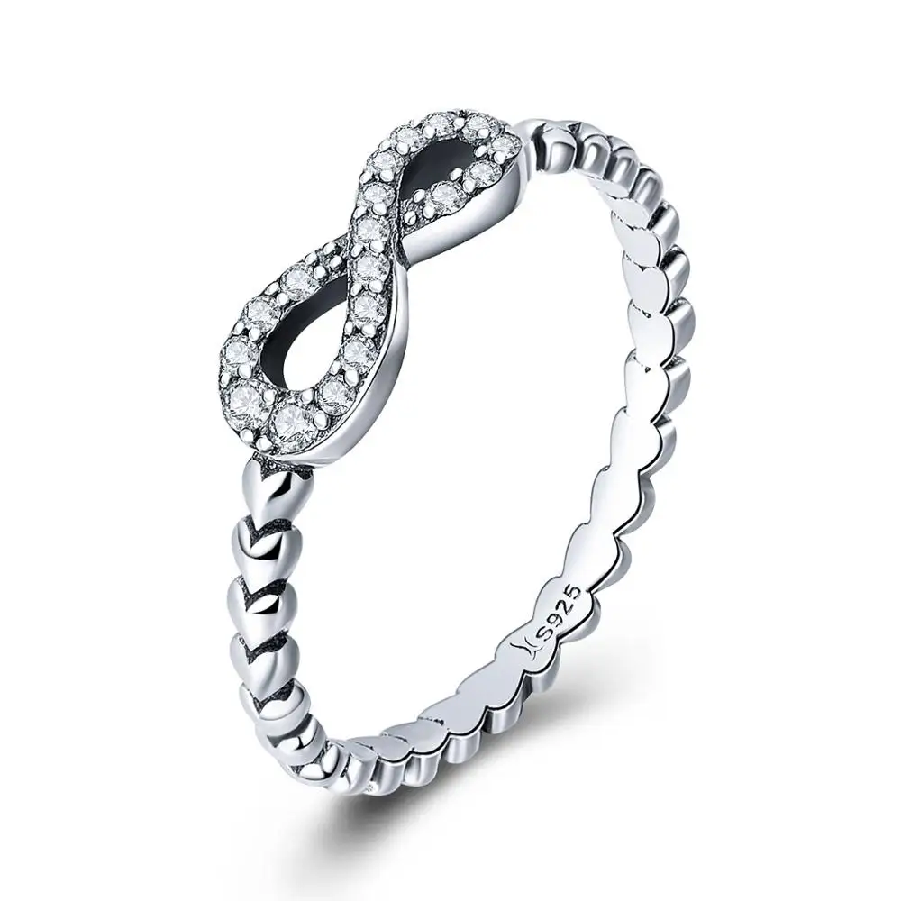 

Hot Selling 925 Sterling Silver Infinity Ring CZ Infinity Love Heart Ring Jewelry, Silver color