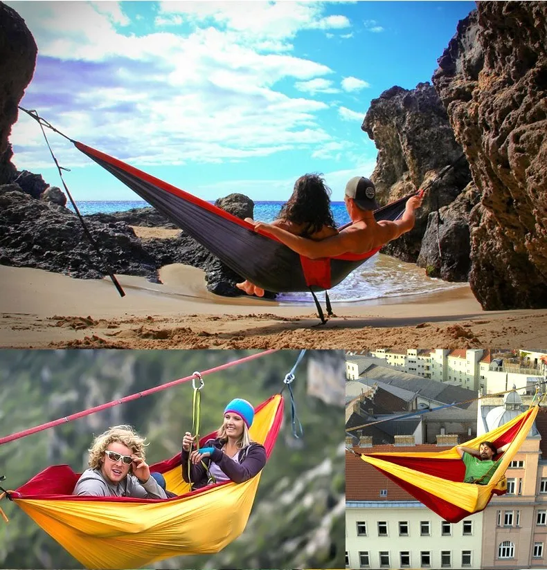 Woqi Double Outdoor Camping Hammock Lightweight Nylon Hammock With