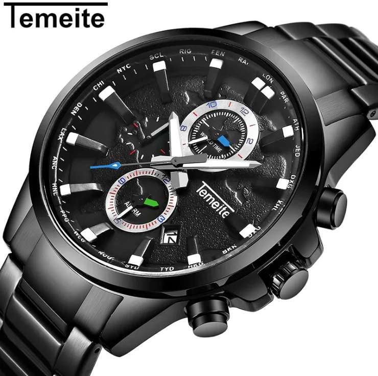 

TEMEITE Men's Personality Watch Sport Steel Quartz Multifunction Six-pin Waterproof Watch, Colourful