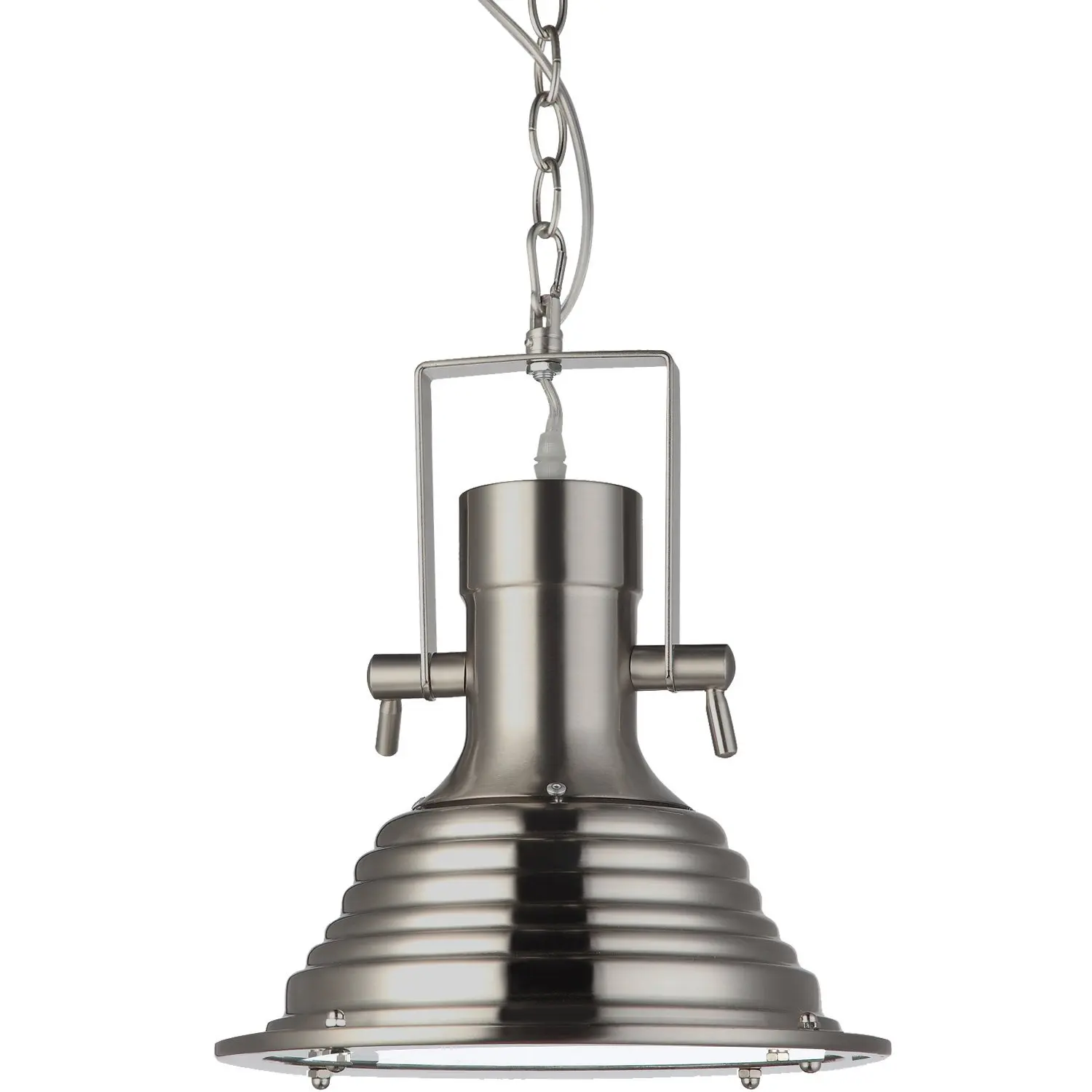 VONN VVP21041SN Dorado Collection LED Pendant Industrial Adjustable Hanging Light with Ribbing, 11", Satin Nickel