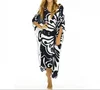 hot sale women beach dress Polyester & Cotton long style loose printed butterfly pattern black Size:Free Size 333249
