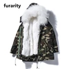 SF0378 New Winter Kids Coat Hooded Fox Fur Collar Child Fur Parka With Real Rex Rabbit Fur Lining