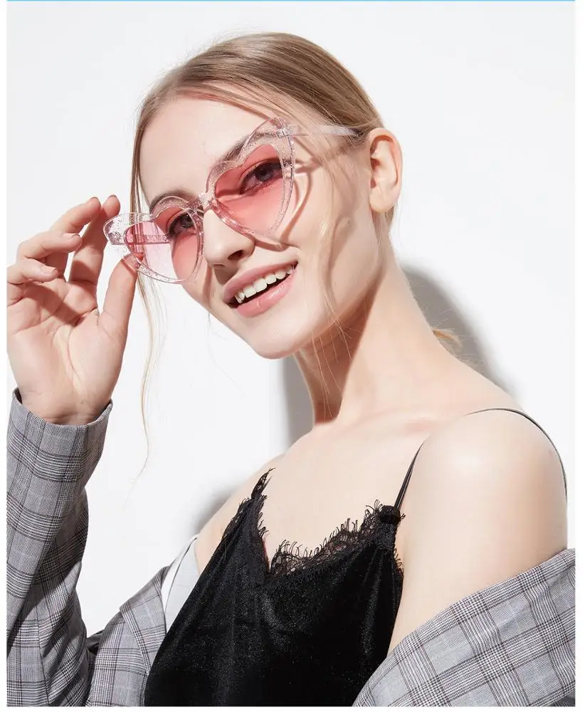 

Unique Design Attractive Style Vintage Pink Heart Shaped Sunglasses Women Oversized sunglasses, 5 colors