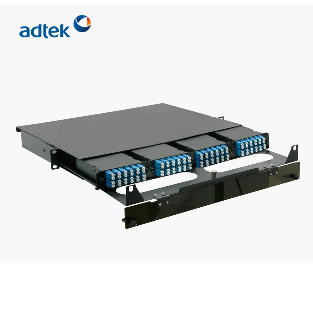 ADTEK 1U MPO-LC de alta densidad capítulo de distribución óptico de la fibra de 19 pulgadas