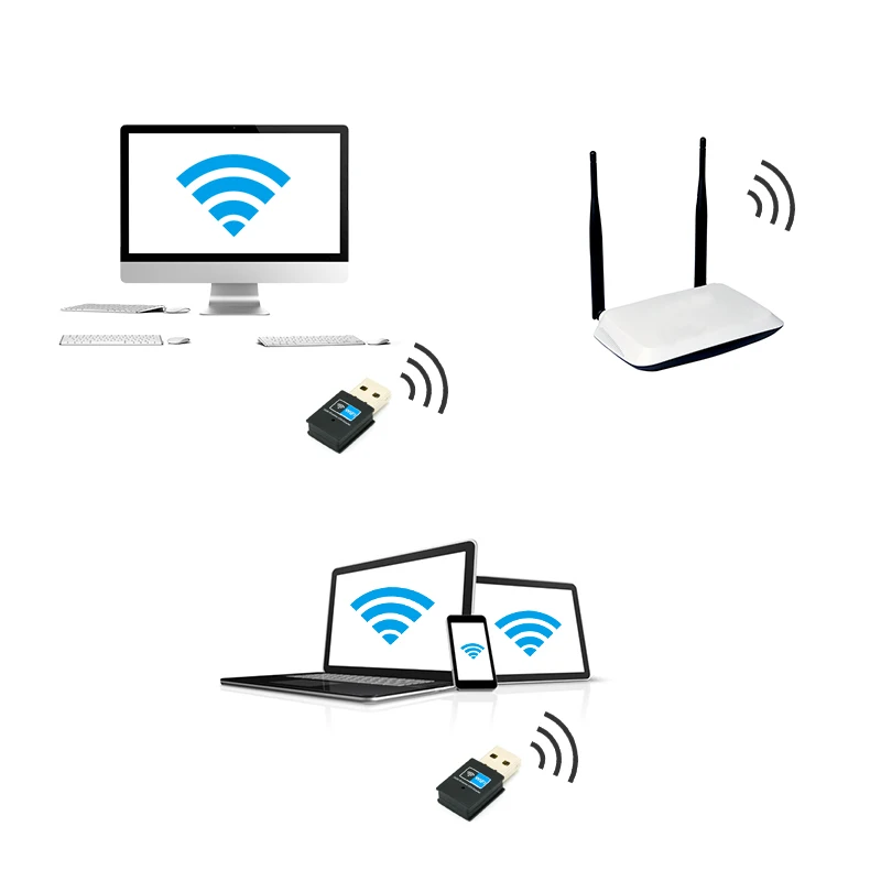 Bewinner 150Mbps Wireless Network Card PIN WPA and WPA2 Security Standards Soft AP//WPS Function Compatible with 64//128 bit WEP Portable Network Card