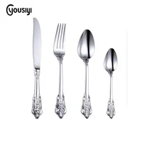 

Baroque Style Royal Stainless Steel sliver Flatware Set, silverware for Wedding