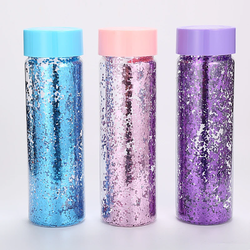 

Z002 Factory Price Double Wall As Material Bling Bling Plastic Water Bottle customized logo, Customized color