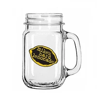 

Custom empty cheap 16oz 500ml clear drinking jar cocktail glass mason mug with handle and straws