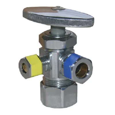 
5/8 OD X 3/8 C X 1/4 C MULTI TURN BRASS CRAFT COMPRESSION ANGLE STOP VALVE 