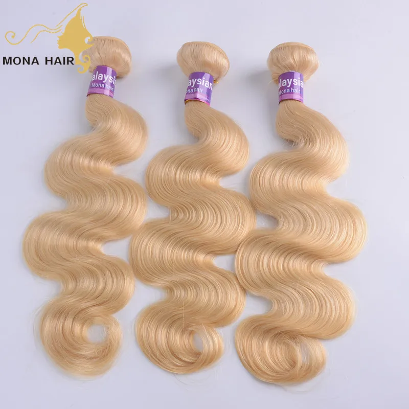 

Good Price Top Qu ality Malaysian Human Hair #613 Blonde Hair Weave, Blonde color #613