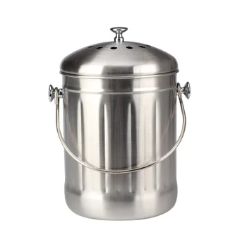 Stainless Steel Kitchen Compost Bin For Counter Or Under Sink