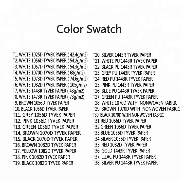 
Wholesale luxury waterproof printable Tyvek paper for making bag and DIY bag 