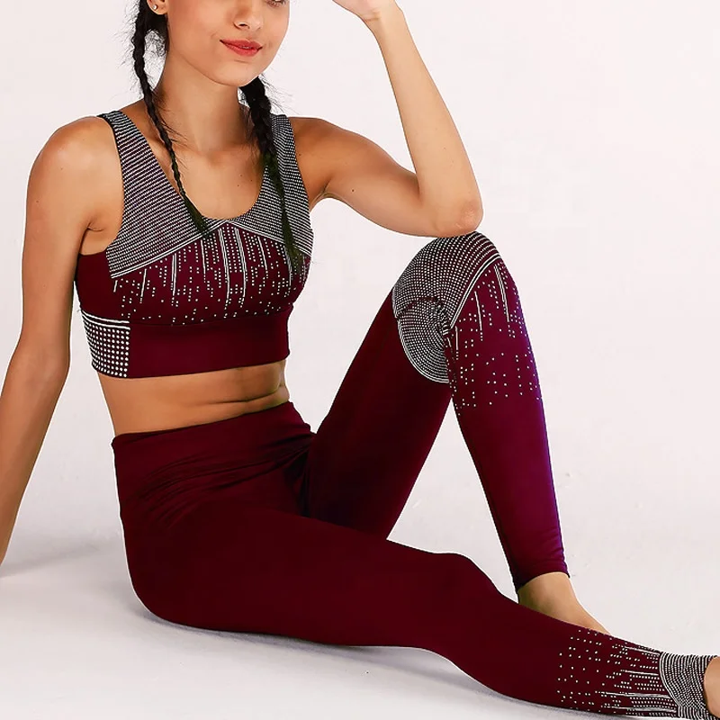 

Fitness & yoga wear crop top & leggings women sportswear yoga set