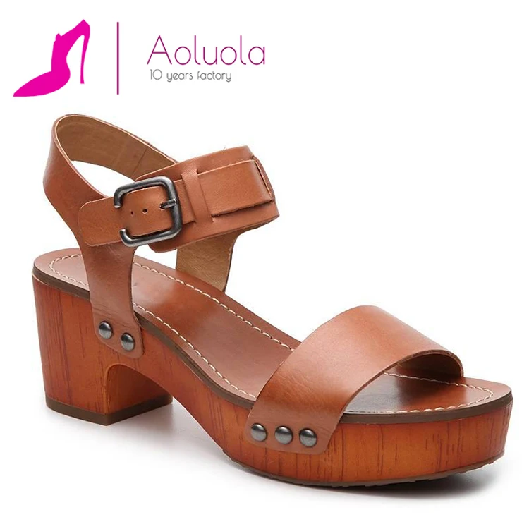 wood block heel sandals