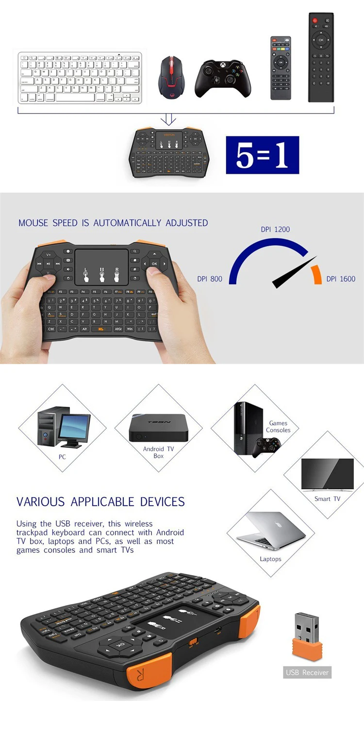 Latest industrial oem custom notebook pc computer accessories slim smart 2.4g wireless mini usb touchpad keyboard