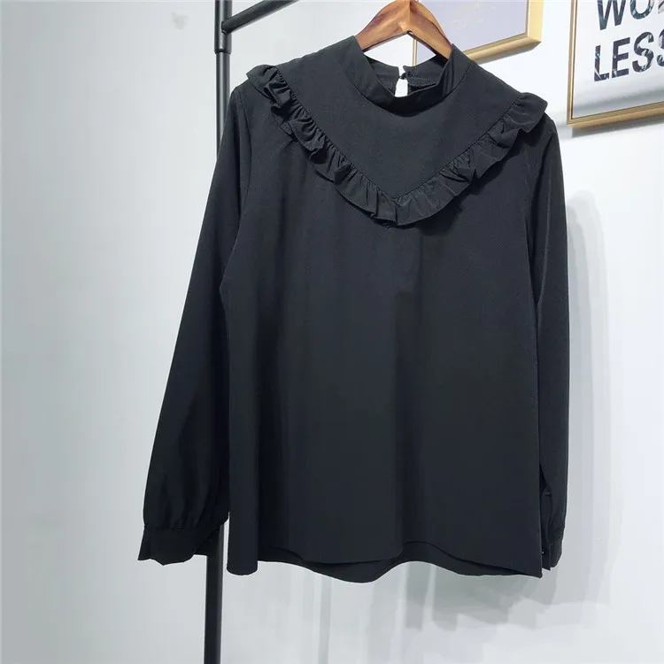 

High quality fashion designsoft crepe material black muslim blouseT-shirt for women, Black ,white