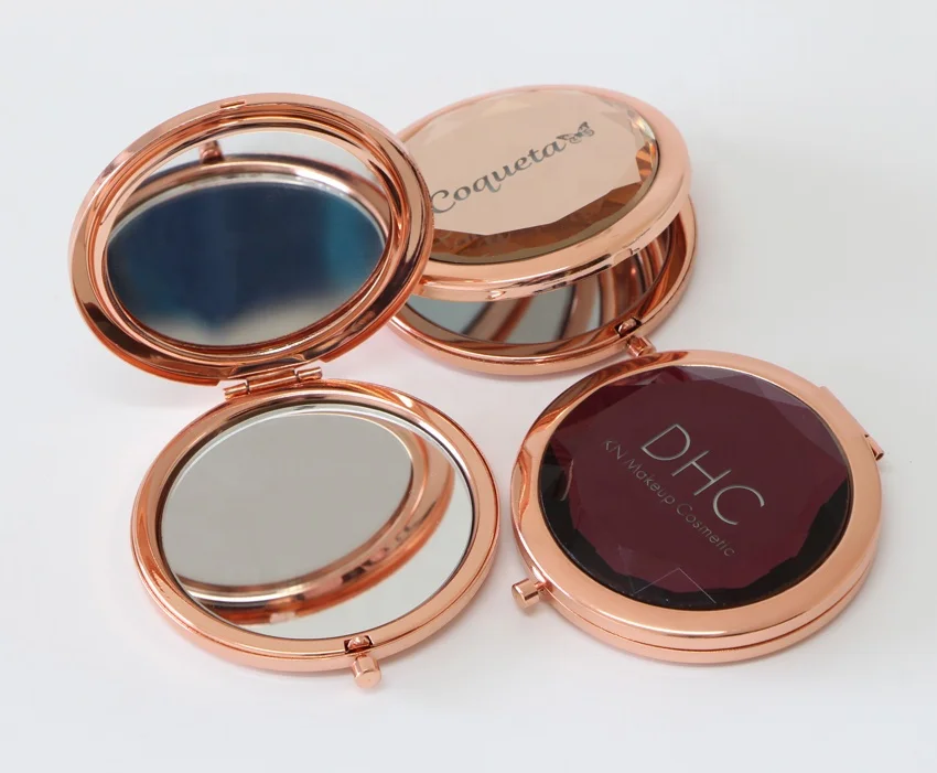 

Double Sided Round Rose Gold Many Colors Crystal Metal Compact Mirror, N/a