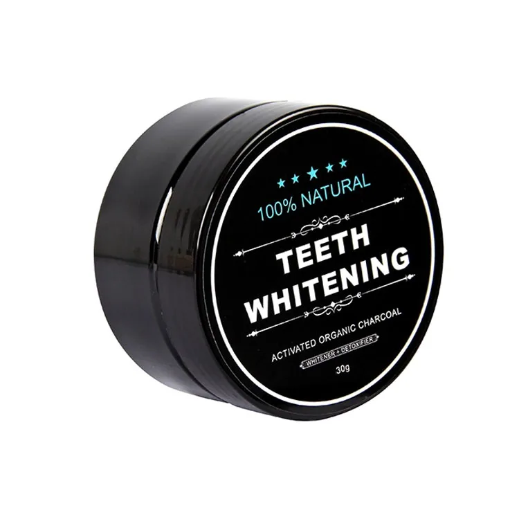 

Private label Dental 30g carbon coconut teeth whitening charcoal powder 100% natural, Black