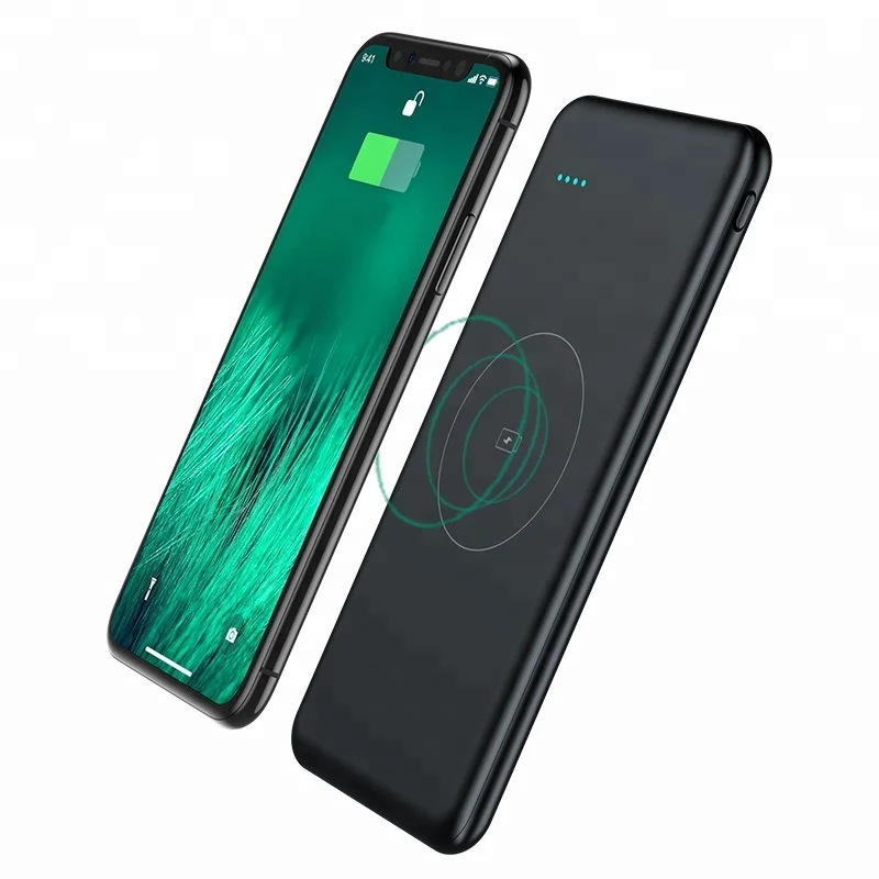 

10000mah ultra slim qi wireless charger power bank with li-polymer battery pack powerbank for gift, Black red white