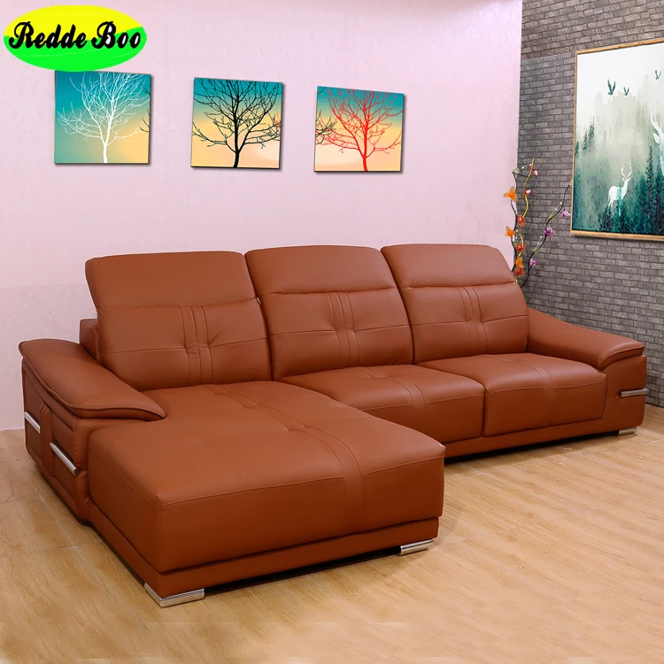 Brown Pure Leather Sofa,Leather Sofa Polish Style With Wooden Sofa Legs ...