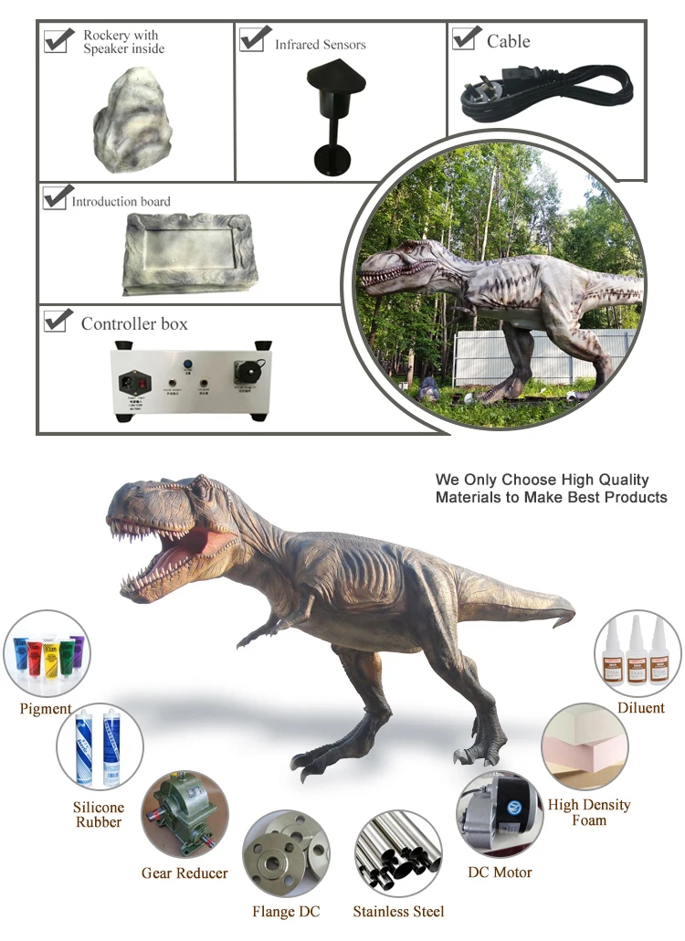 Life size animatronic dinosaur statues