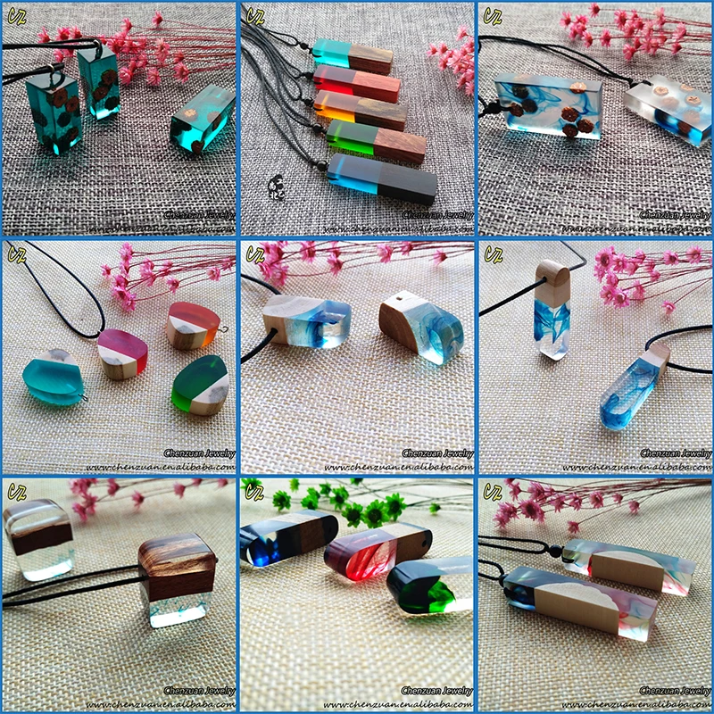 China Wholesale Epoxy Resin Pendant Necklace,Resin Wood Jewelry Wood