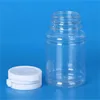 Small 50ml PET empty capsule bottles, clear plastic bottles for pill medicine drug tablets with white easy pulling ring caps