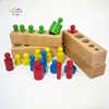STEAM Preschool Kindergarten Nursery Teaching Aids Wooden Educational Toys Colored Montessori Knobbed Cylinders