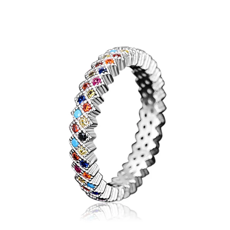 

Hot 925 Italian Sterling Silver Ring Jewelry with Colorful Stone, Platinum 18k gold 24k gold rose gold
