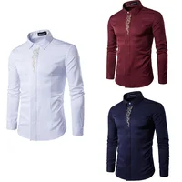 

81A25 Latest Design Spring Shirts Pattern Long Sleeve Dress Shirt For Men