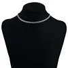 Women Wedding Accessories Gothic Silver Chain Rhinestone Choker Necklace Multi Row Crystal Chocker Necklace