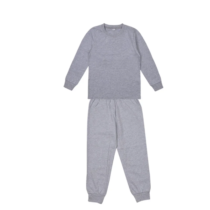 Solid Color Long Sleeve Winter Kids Pyjamas Wholesale Interlock 100% ...