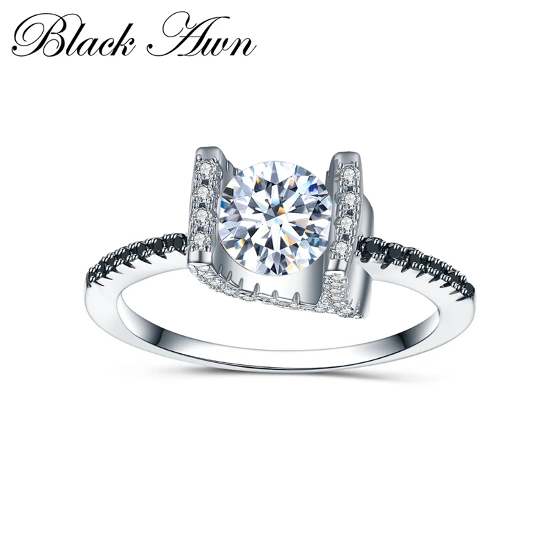 

[BLACK AWN] Wedding Rings for Women 925 Sterling Silver Fine Jewelry Trendy Engagement Bague C014