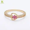 Custom gold plated cz diamond ring with flower rings jewellris