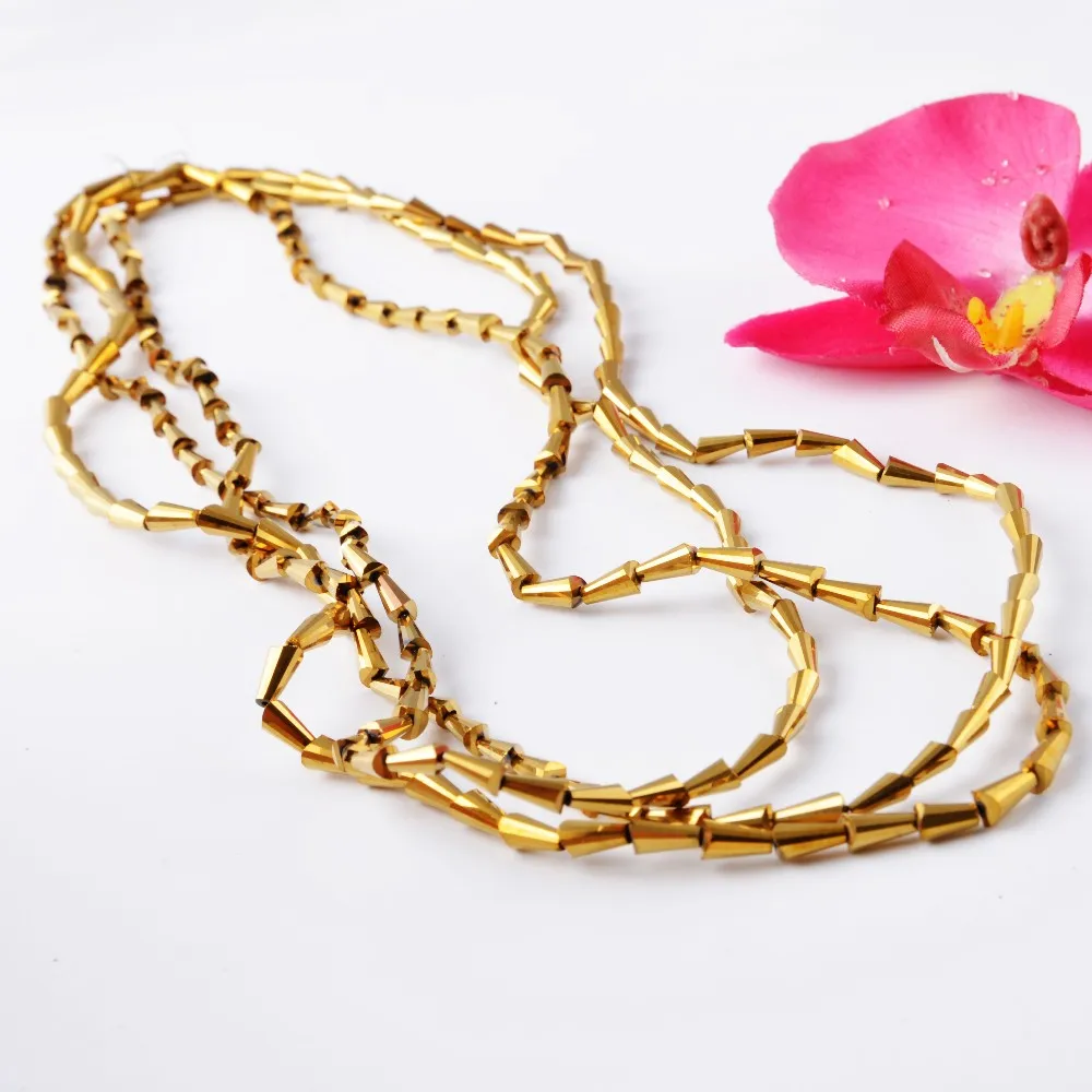 Top Quality 4*8mm 6*12mm Colorful Color Plating Glass Tower Beads For