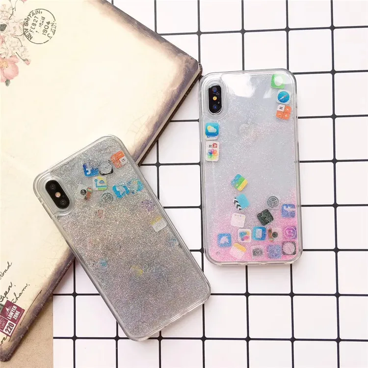 

Case for Iphone 7 Mobile Phone Case Iphone 8 Apple app icon Quicksand for Apple Phone Case, Black;red;blue;green;orange;brown;purple;customizable