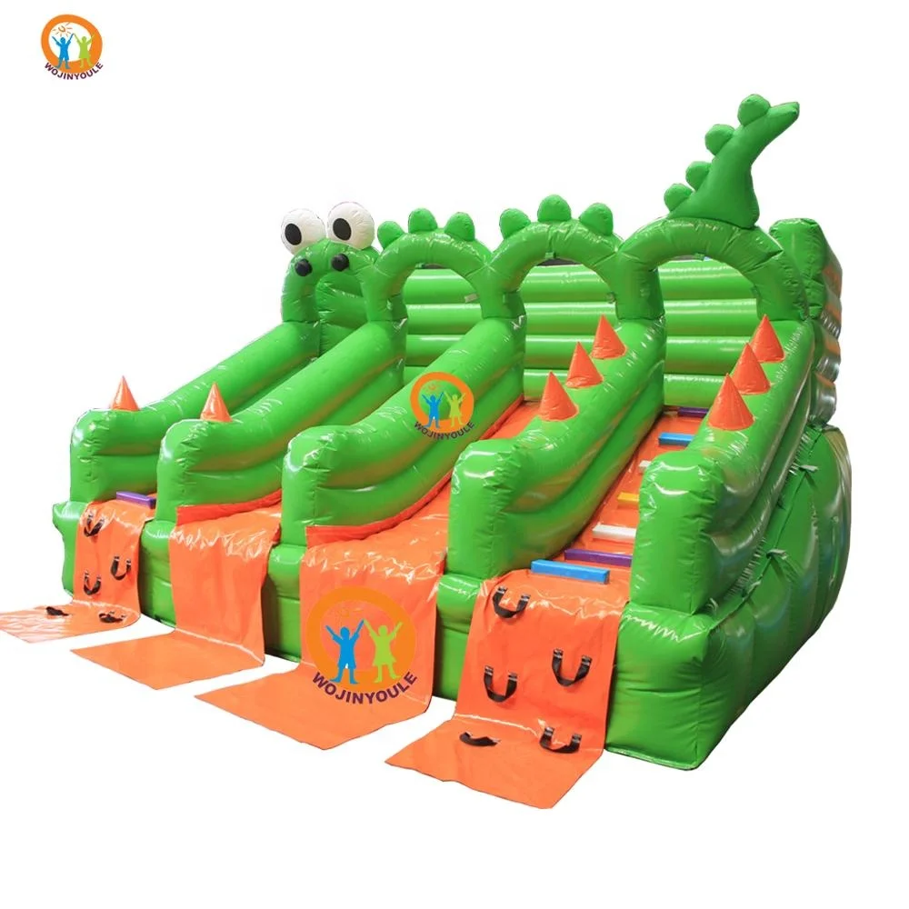 

2019 New Design Crocodile popular inflatable small water slide kids factory direct sale, Green / customized