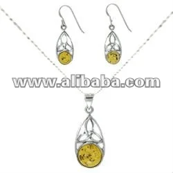 sterling silver celtic set with baltic amber