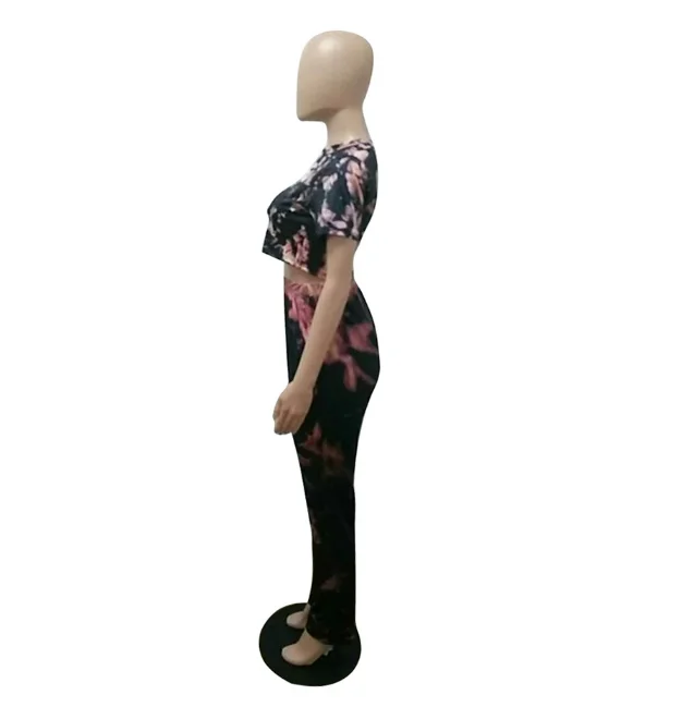 Digital printed shredded milk short-sleeved slim leg trousers leggings H9240 set 	long dress flower girl dress bodycon dress