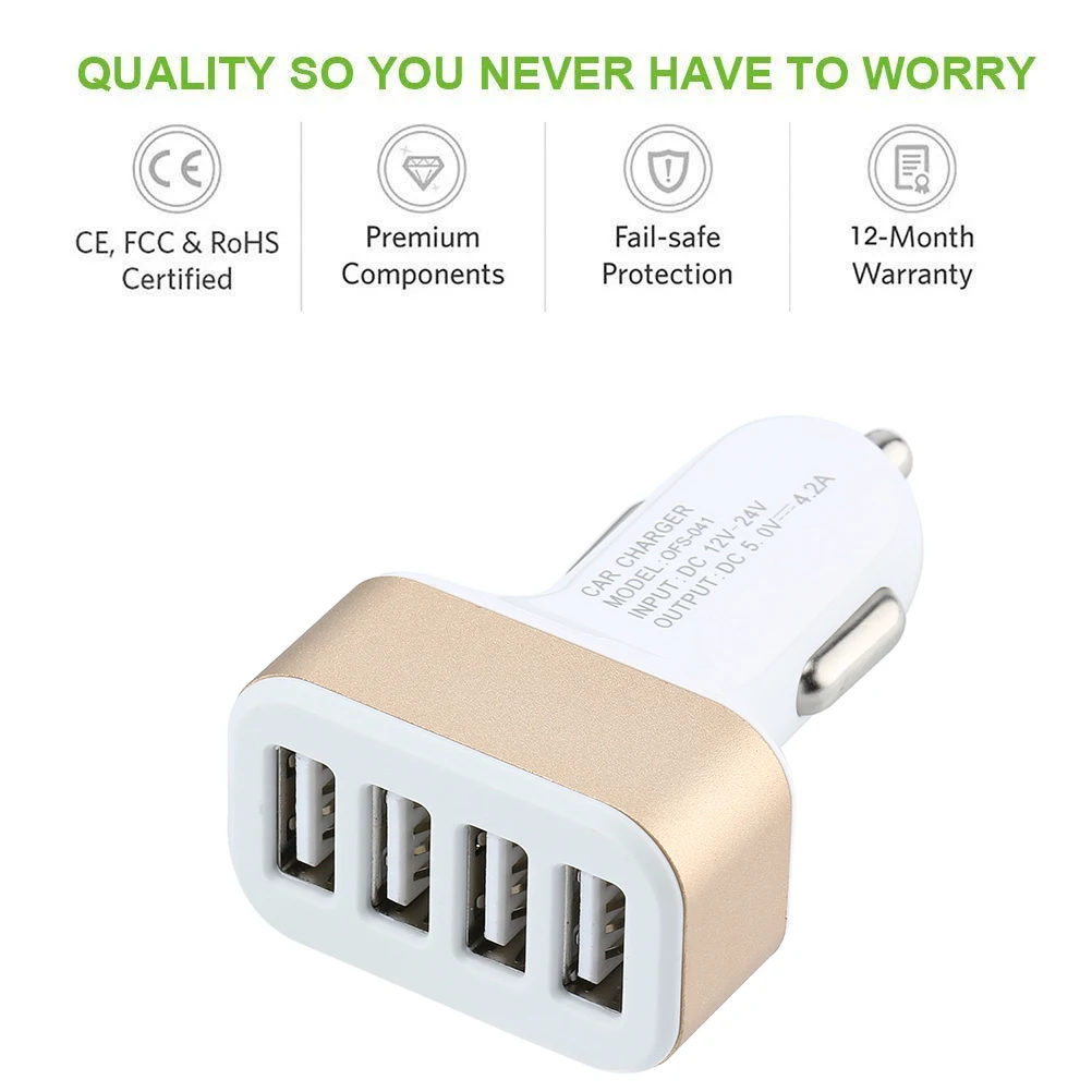 4 ports USB for mobile phone fast charging wireless car charger