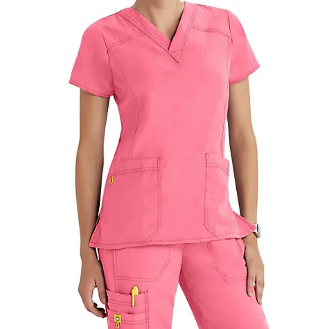 

Latest design good price custom logo colorful V-neck sexy medical scrub uniform, Choose form our color cards