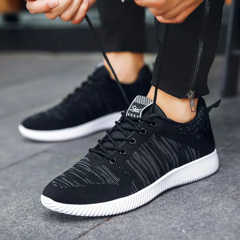 

New Type 2019 Breathable Lace Mesh Men's Shoes Running sport Shoes men sneakers shoes, Grey;black